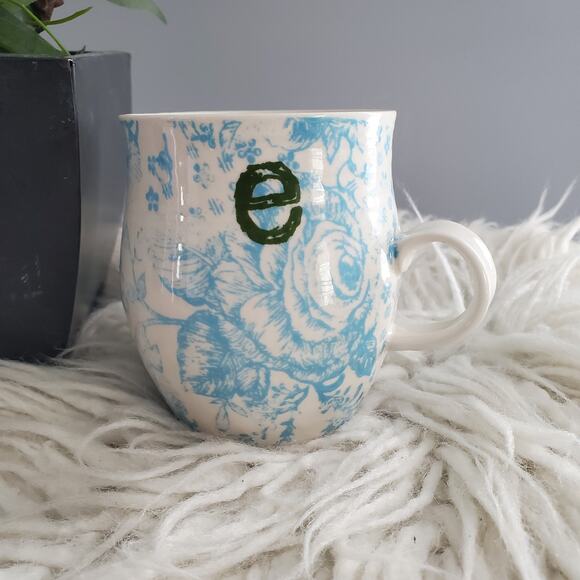 Vintage Anthropologie Homegrown Monogram Coffee Tea Mug Letter e - Picture 1 of 6